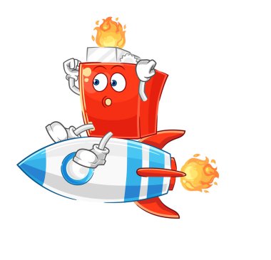 the lighter ride a rocket cartoon mascot vector