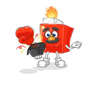 the lighter prank glove in the box. cartoon mascot