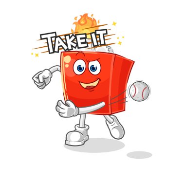 the lighter throwing baseball vector. cartoon character