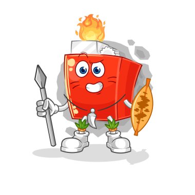 the lighter african tribal fighter mascot. cartoon vector