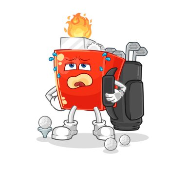 the lighter with golf equipment. cartoon mascot vector