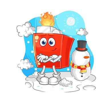 the lighter in cold winter character. cartoon mascot vector