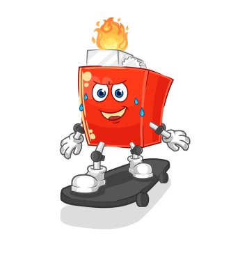the lighter riding skateboard cartoon character vector