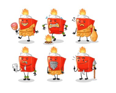 the lighter primitive man group character. mascot vector
