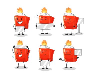 the lighter holding board group character. mascot vector