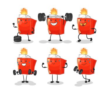 the lighter exercise set character. cartoon mascot vector