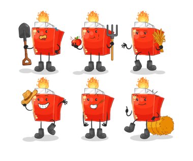 the lighter farmer group character. cartoon mascot vector