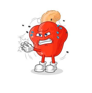 the cashew fruit swat fly character. cartoon mascot vector