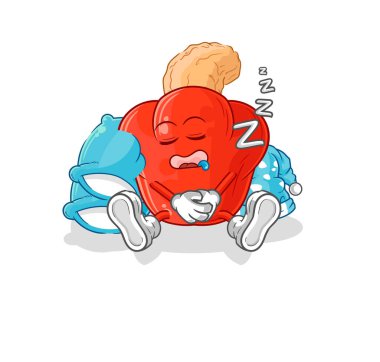 the cashew fruit sleeping character. cartoon mascot vector