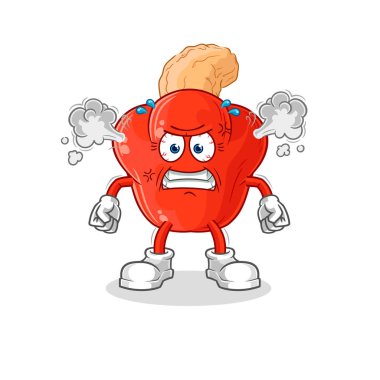 the cashew fruit very angry mascot. cartoon vector