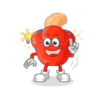 the cashew fruit got an idea cartoon. mascot vector