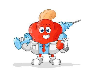 the cashew fruit doctor holding medichine and injection