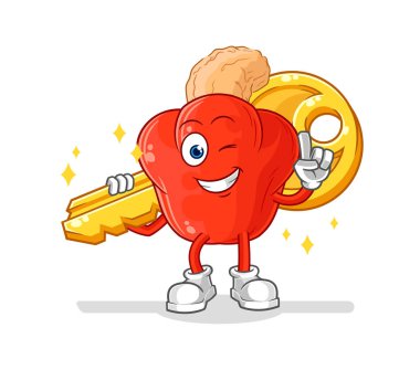 the cashew fruit carry the key mascot. cartoon vector