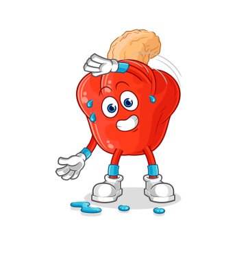 the cashew fruit stretching character. cartoon mascot vector