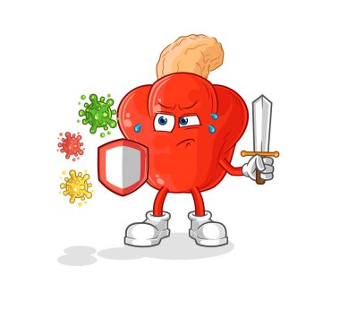 the cashew fruit against viruses cartoon. cartoon mascot vector