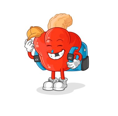 the cashew fruit goes to school vector. cartoon character
