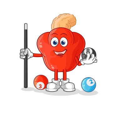 the cashew fruit plays billiard character. cartoon mascot vector