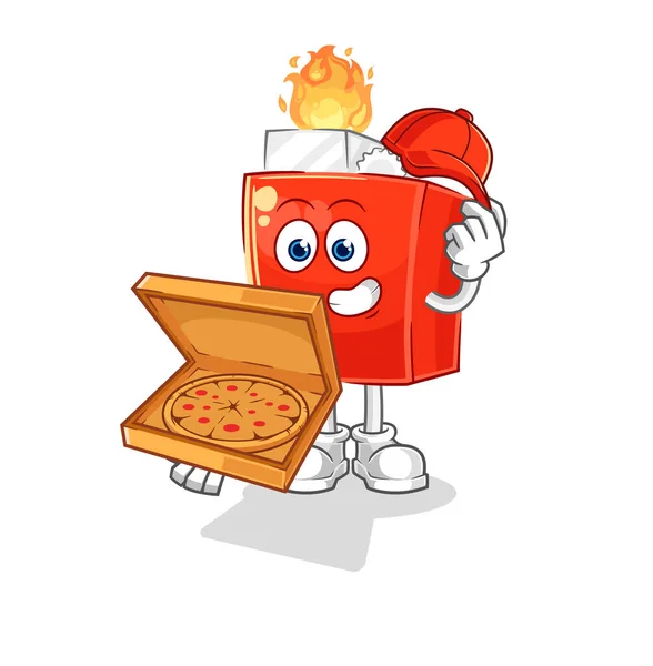 Lighter Pizza Delivery Boy Vector Cartoon Character — Stock Vector