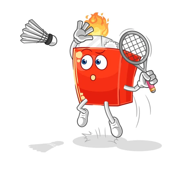 Briquet Écrase Dessin Animé Badminton Vecteur Mascotte Dessin Animé — Image vectorielle