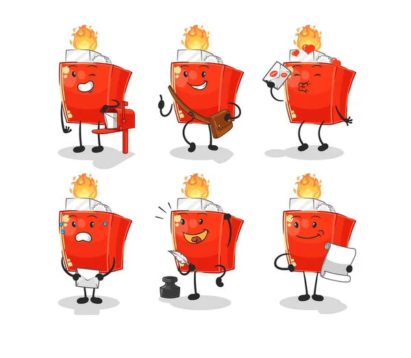 Lighter Postman Set Character Cartoon Mascot Vector — Stockvector