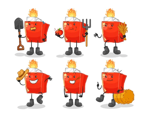 Lighter Farmer Group Character Cartoon Mascot Vector — Stockvector