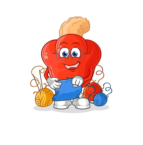 Cashew Fruit Tailor Mascot Cartoon Vector — Stockvector