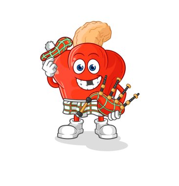 the cashew fruit scottish with bagpipes vector. cartoon character