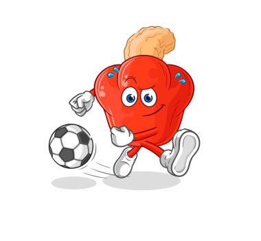 the cashew fruit kicking the ball cartoon. cartoon mascot vector