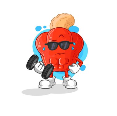 the cashew fruit lifting dumbbell vector. cartoon character