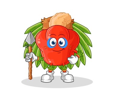 the cashew fruit tribal man mascot. cartoon vector