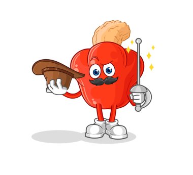 the cashew fruit fencer character. cartoon mascot vector