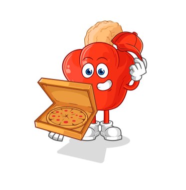 the cashew fruit pizza delivery boy vector. cartoon character