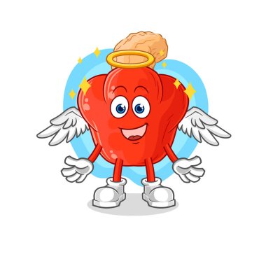 the cashew fruit angel with wings vector. cartoon character