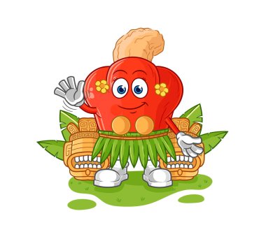 the cashew fruit hawaiian waving character. cartoon mascot vector