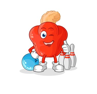 the cashew fruit play bowling illustration. character vector