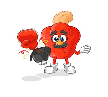 the cashew fruit prank glove in the box. cartoon mascot