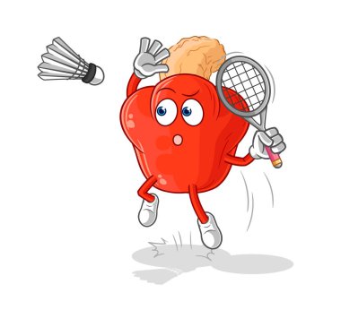 the cashew fruit smash at badminton cartoon. cartoon mascot vector