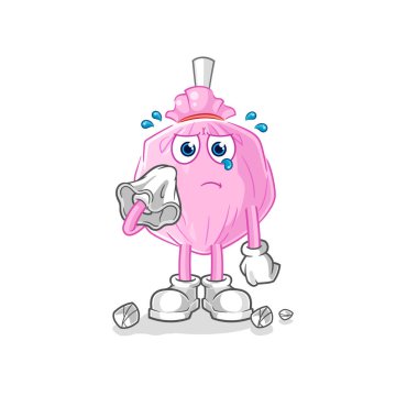 the cute candy cry with a tissue. cartoon mascot vector