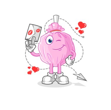 the cute candy hold love letter illustration. character vector
