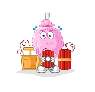 the cute candy holding dynamite character. cartoon mascot vector