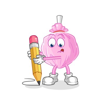 the cute candy write with pencil. cartoon mascot vector