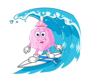 the cute candy surfing character. cartoon mascot vector