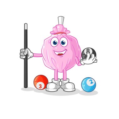 the cute candy plays billiard character. cartoon mascot vector