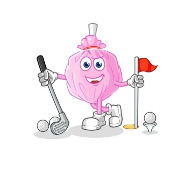 the cute candy playing golf vector. cartoon character