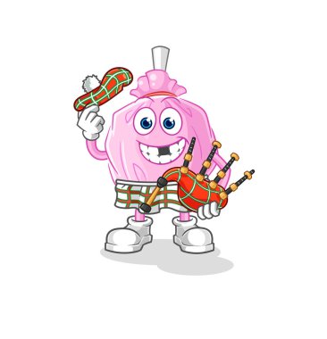 the cute candy scottish with bagpipes vector. cartoon character