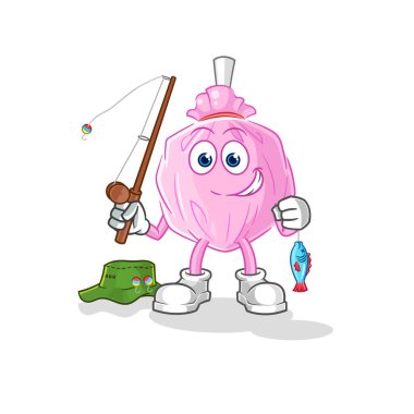 the cute candy fisherman illustration. character vector