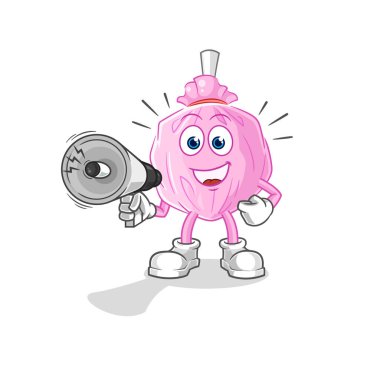 the cute candy holding hand loudspeakers vector. cartoon character