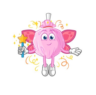 the cute candy fairy with wings and stick. cartoon mascot vector