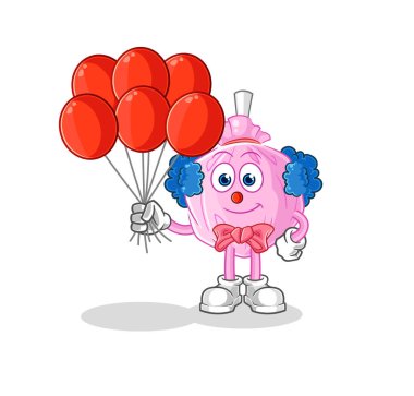the cute candy clown with balloons vector. cartoon character