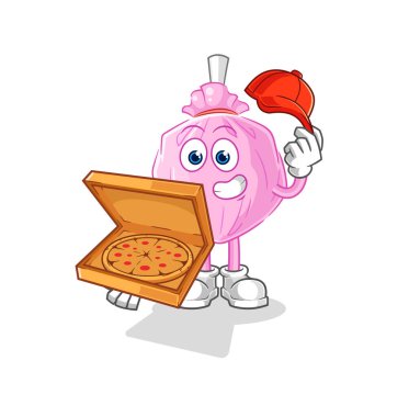 the cute candy pizza delivery boy vector. cartoon character